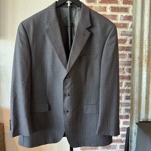 Ralph Lauren 100% Wool Gray Pinstripe Men's Suit Jacket Coat Blazer 46R